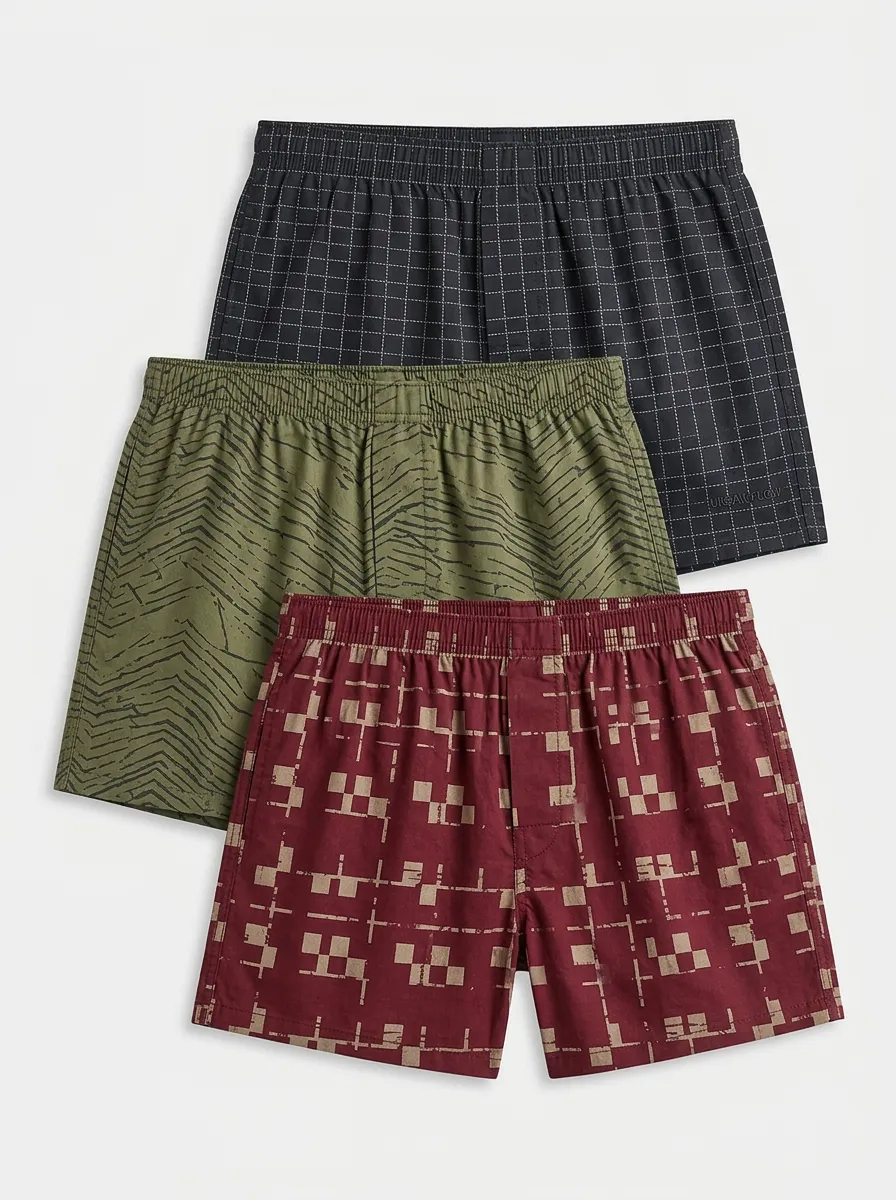 Plaid Geometric Boxer Set