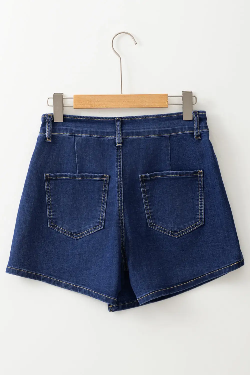 Bluing Asymmetric Wrapped Buttoned High Waist