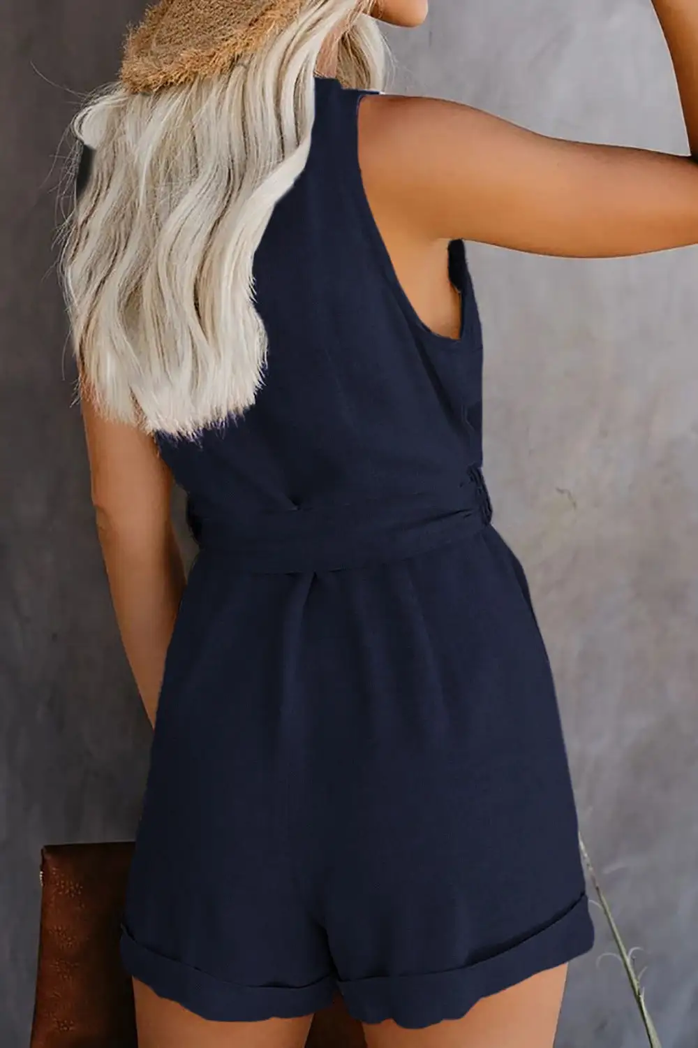 Tied Neck Pocket Romper