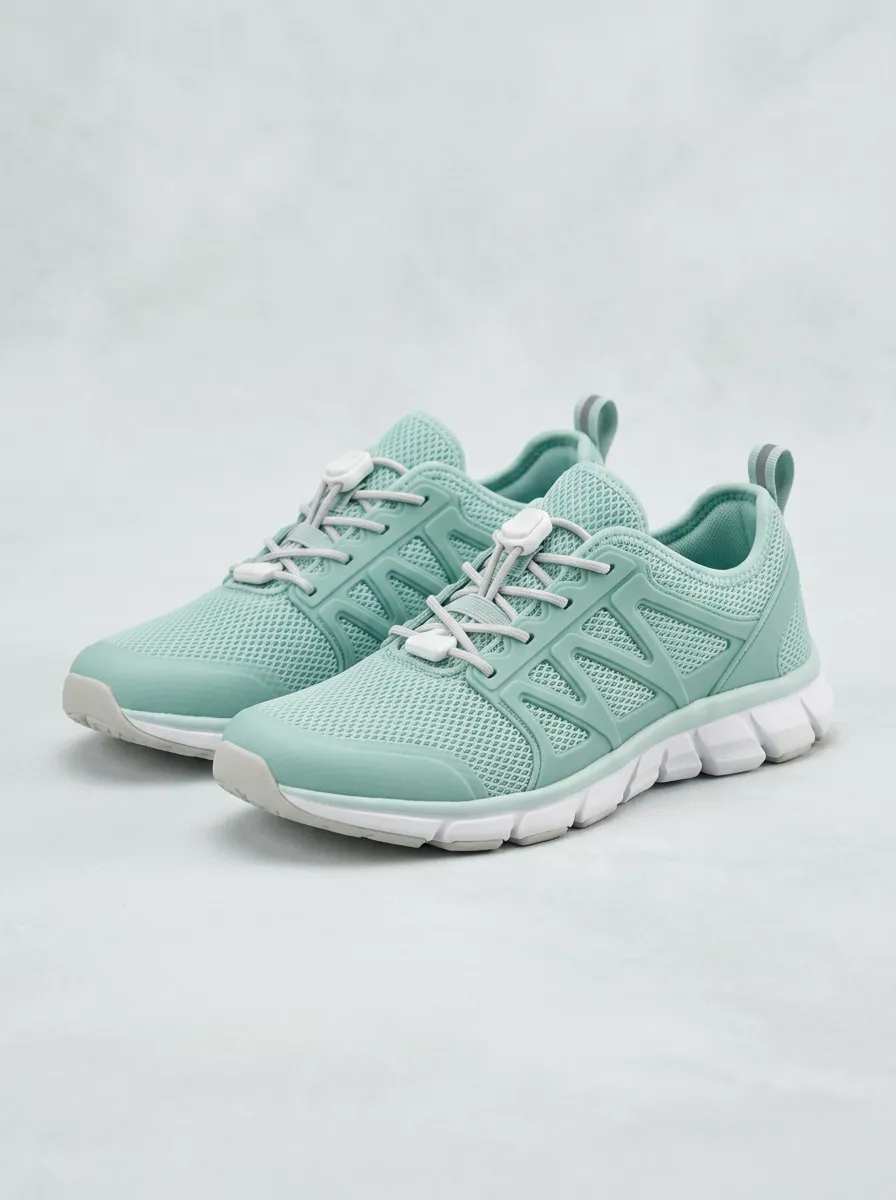 Women's Mint Green Mesh Lightweight Athletic Running Shoes