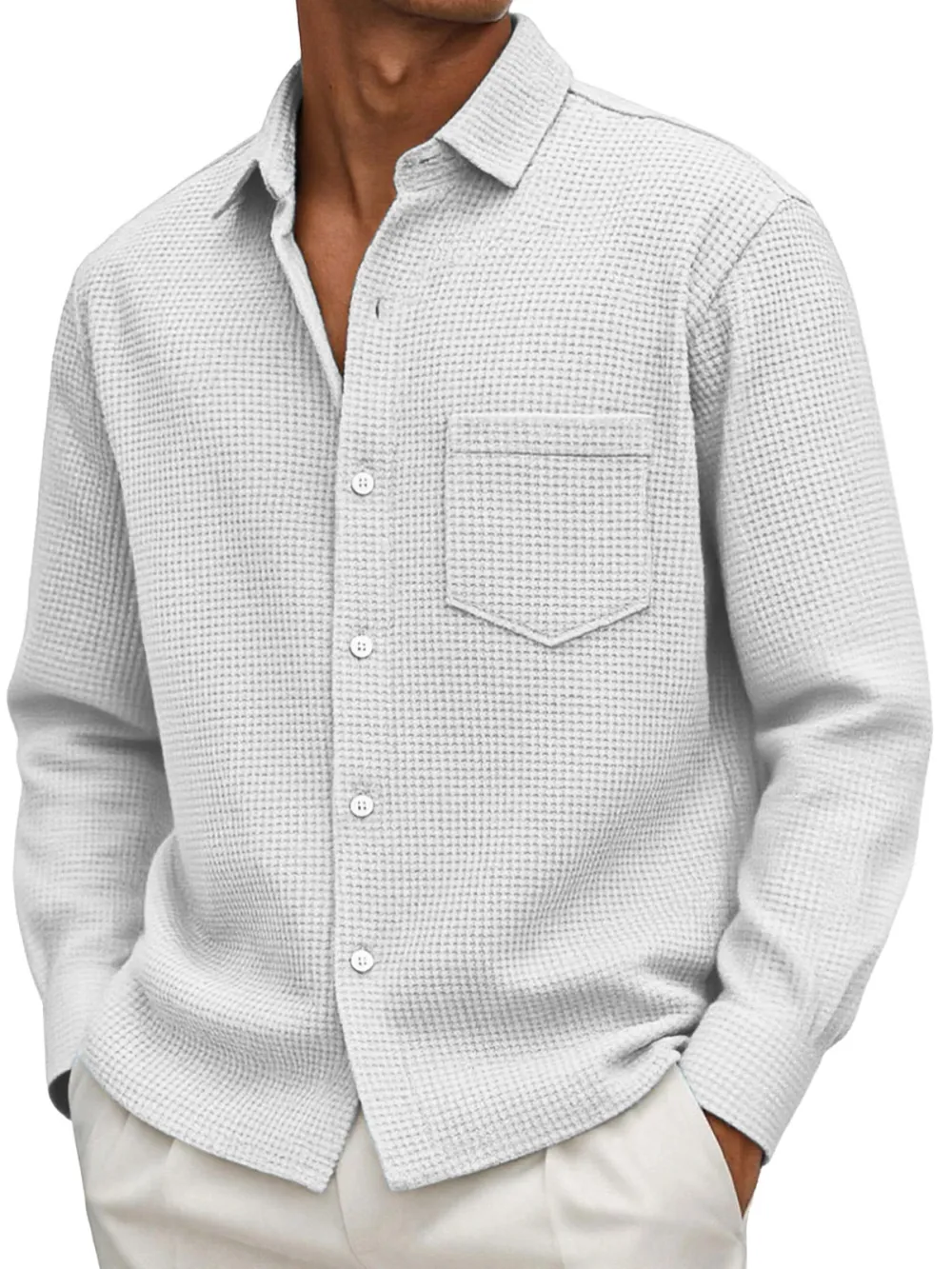 Roomy Textured Knit Pocket Shirt