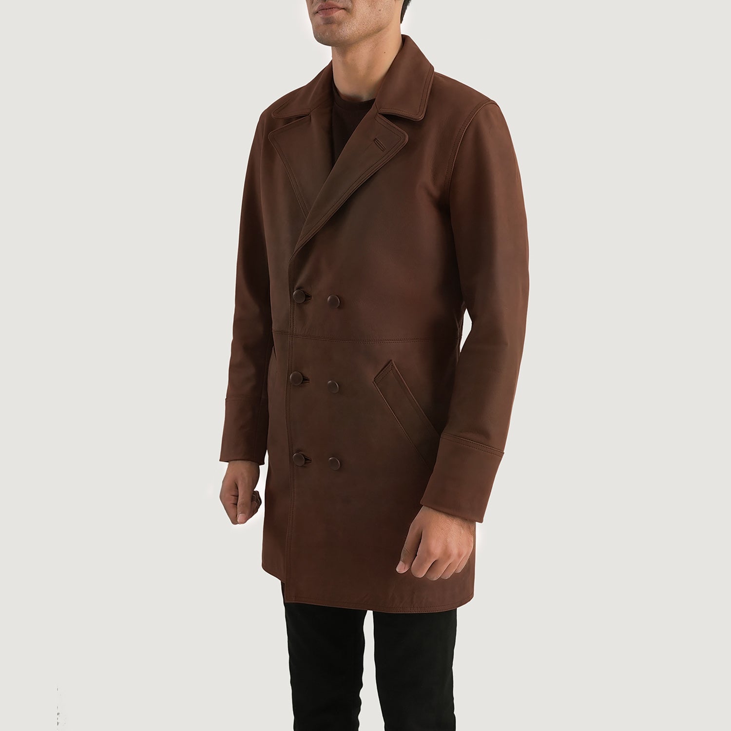 Men's Structured Leather Coat