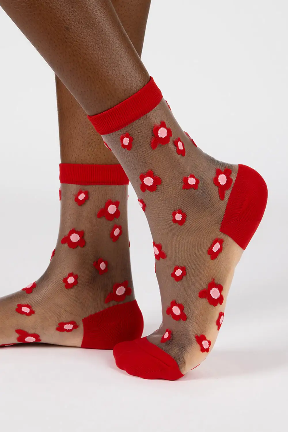 Modern Mixed Flower Sheer Socks