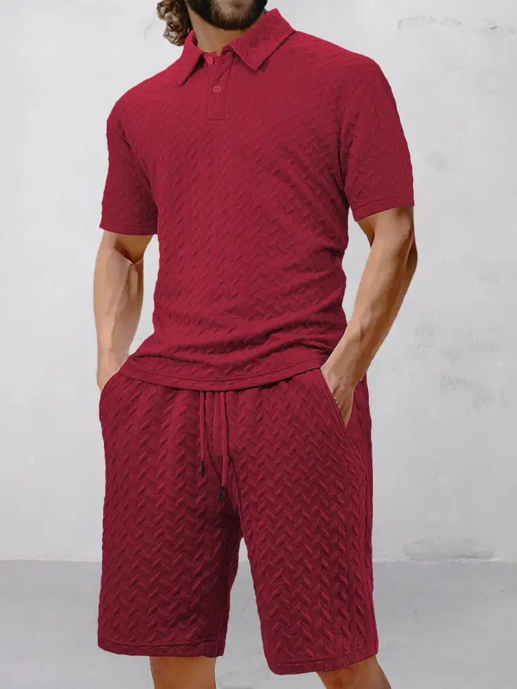 Casual Jacquard Textured Matching Set