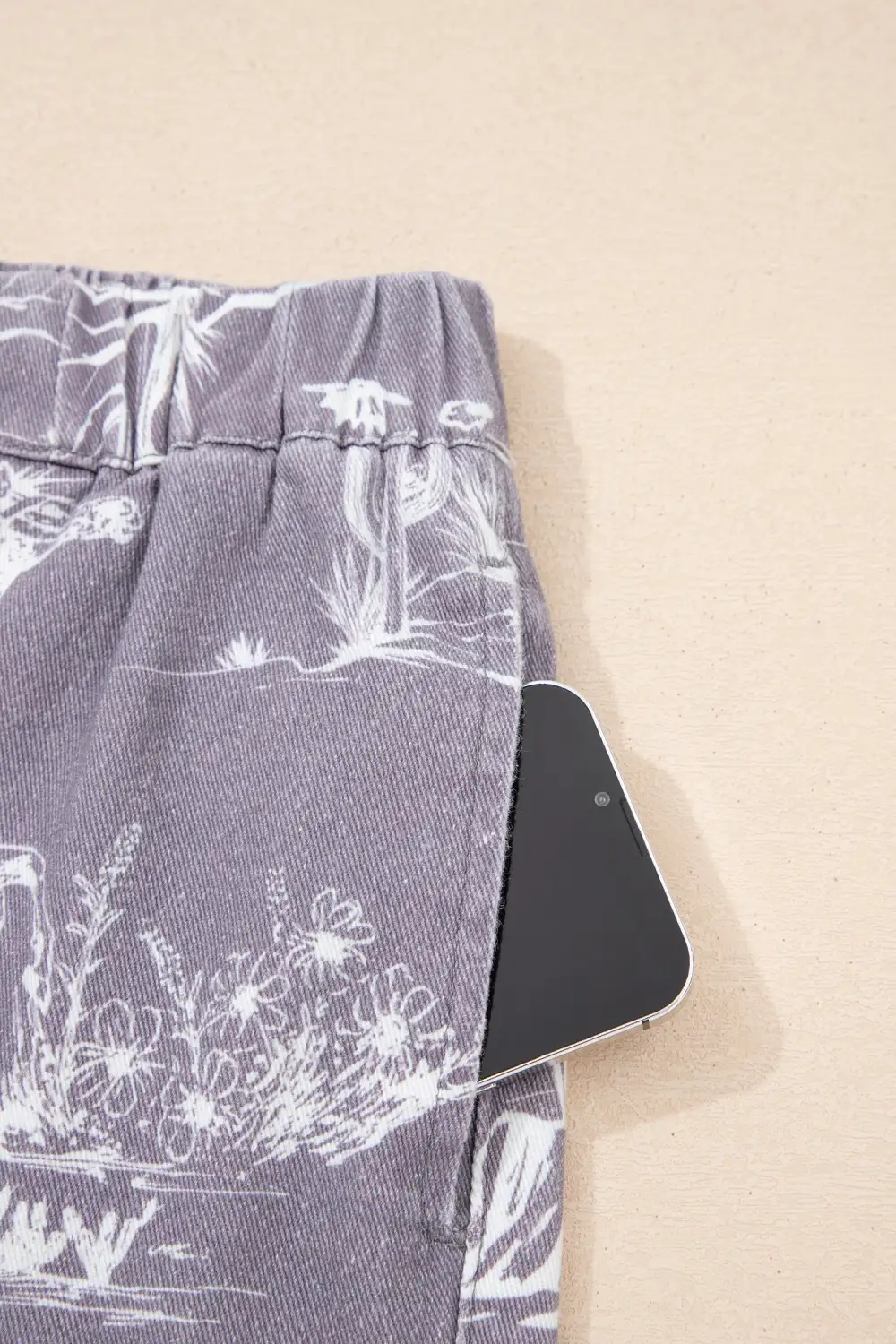 Elastic-Waist Cotton Denim Shorts