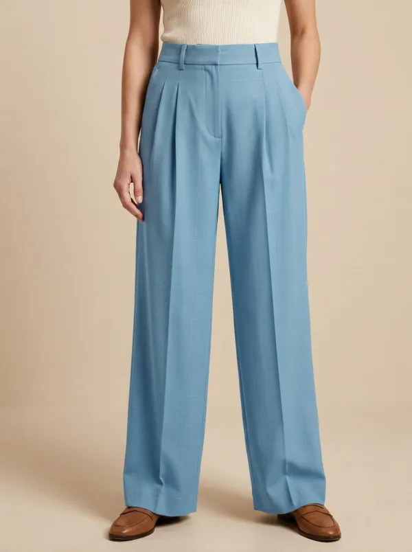 Plaid High Rise Wide Leg Trousers