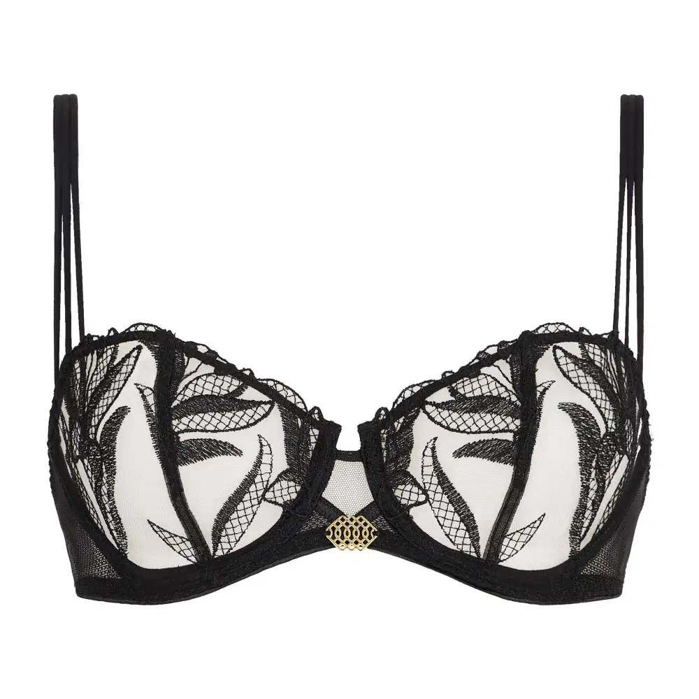 Women's Balconette Underwire Adjustable Straps Floral Lace Embroidery Mesh Floral Detail Fuller Bust Bra