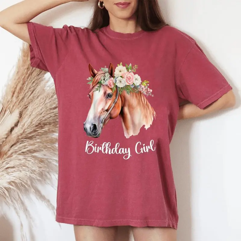 Horse Birthday Girl Party Outfit Pony Daughter Granddaughter Women's Oversized Comfort T-Shirt