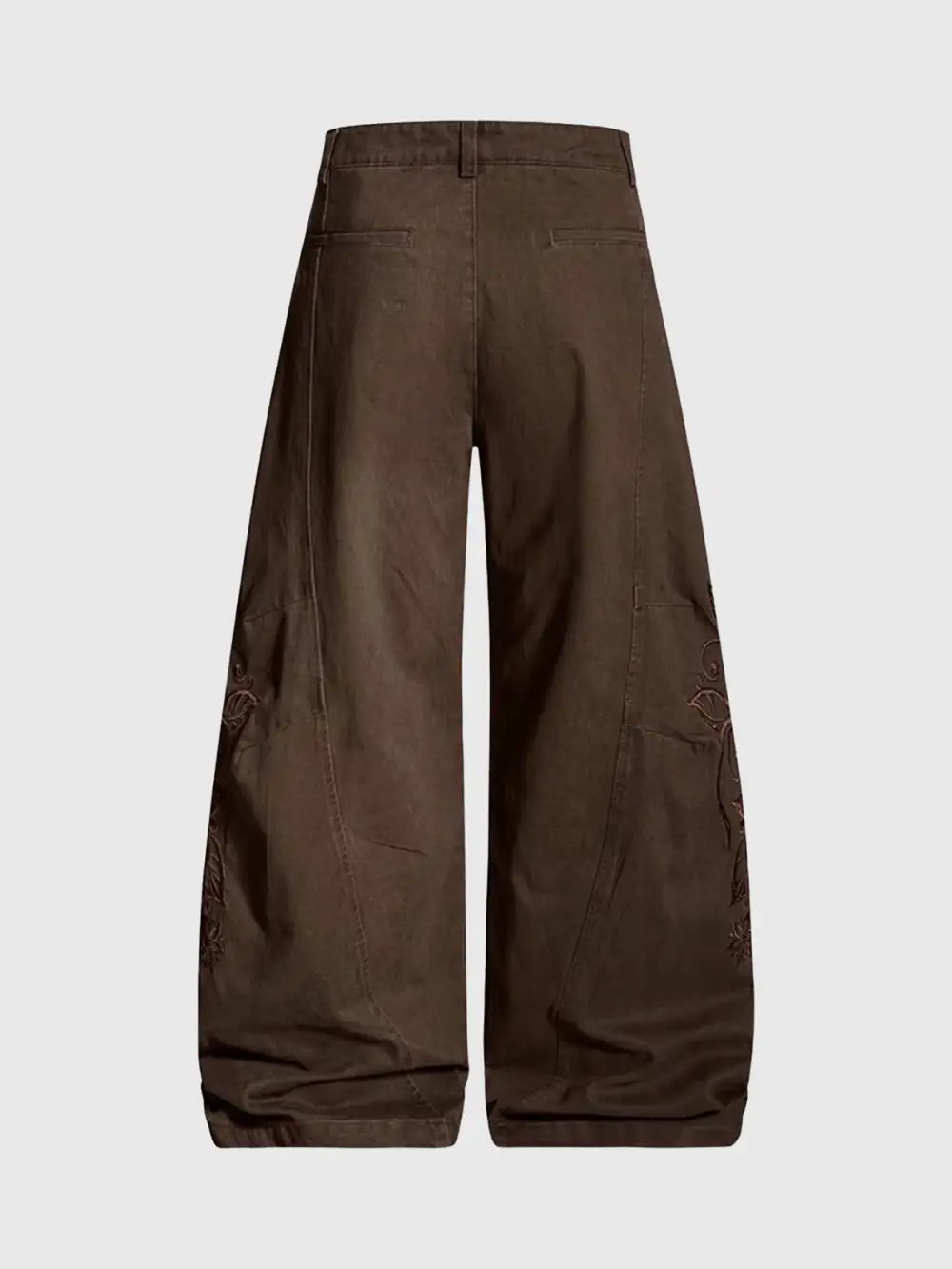 Curved-Cut Embroidered Utility Pants