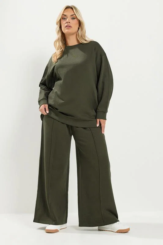 Khaki Green Crew Neck Sweatshirt detail 1