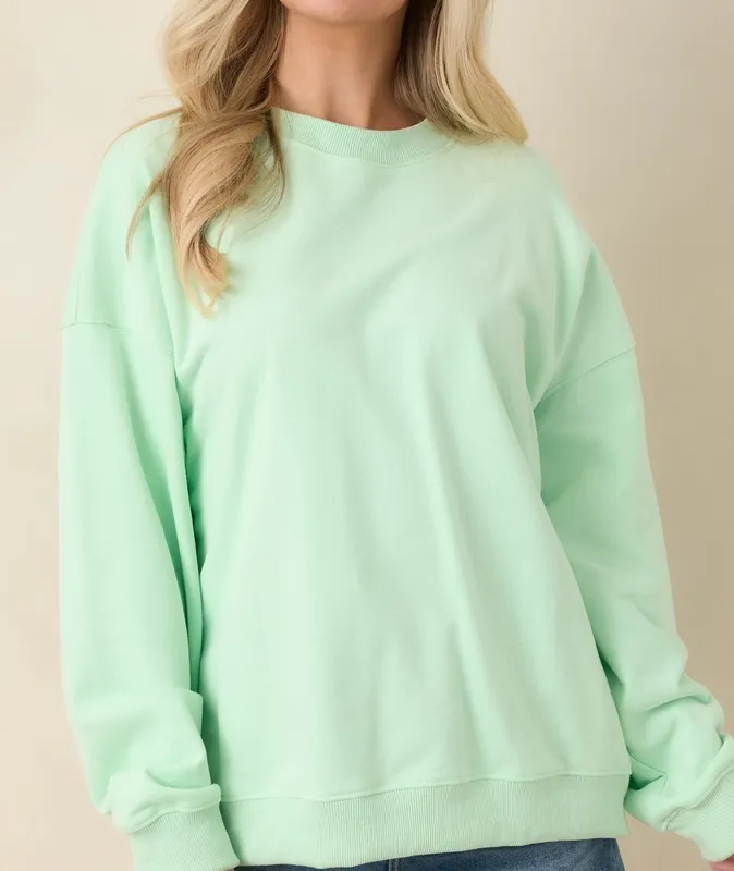 Mint Green Graphic Crewneck Sweatshirt