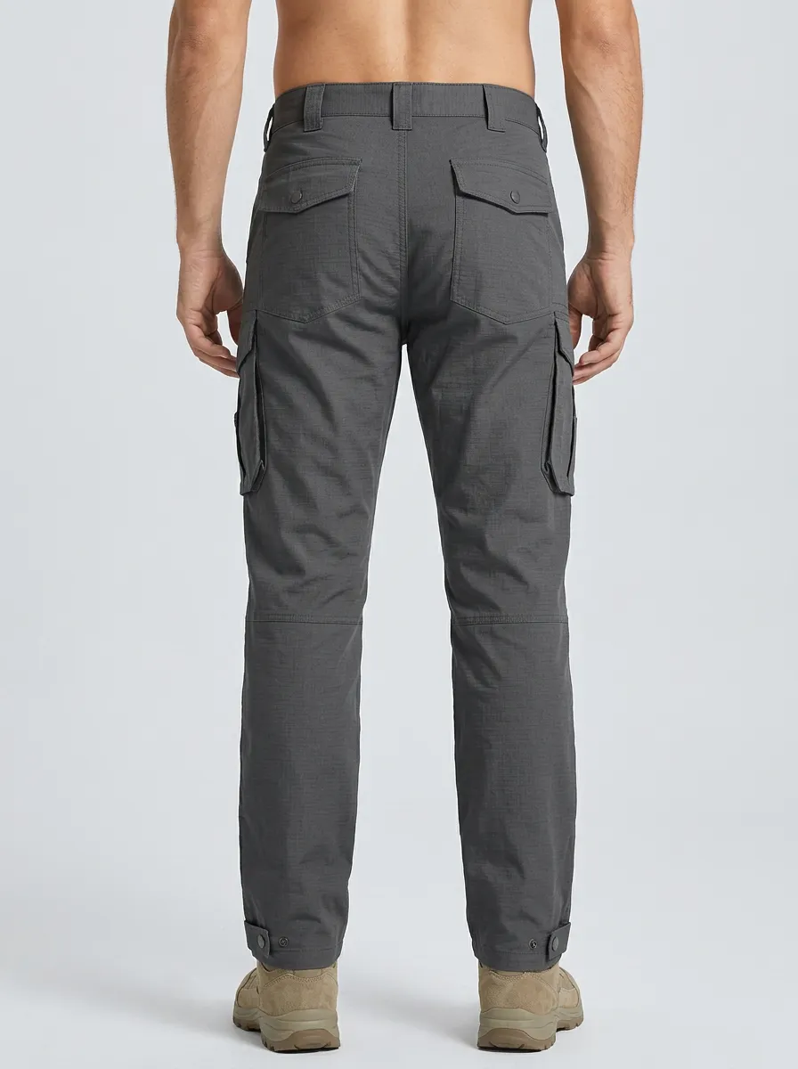 Men's Tactical D-Ring Zip-Utility-Pocket Cargo-Pocket Reinforced-Knee Knee-Panel Cargo Pants