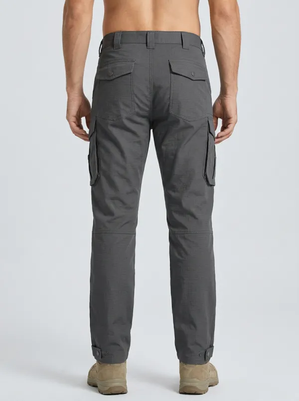 Men's Tactical D-Ring Zip-Utility-Pocket Cargo-Pocket Reinforced-Knee Knee-Panel Cargo Pants