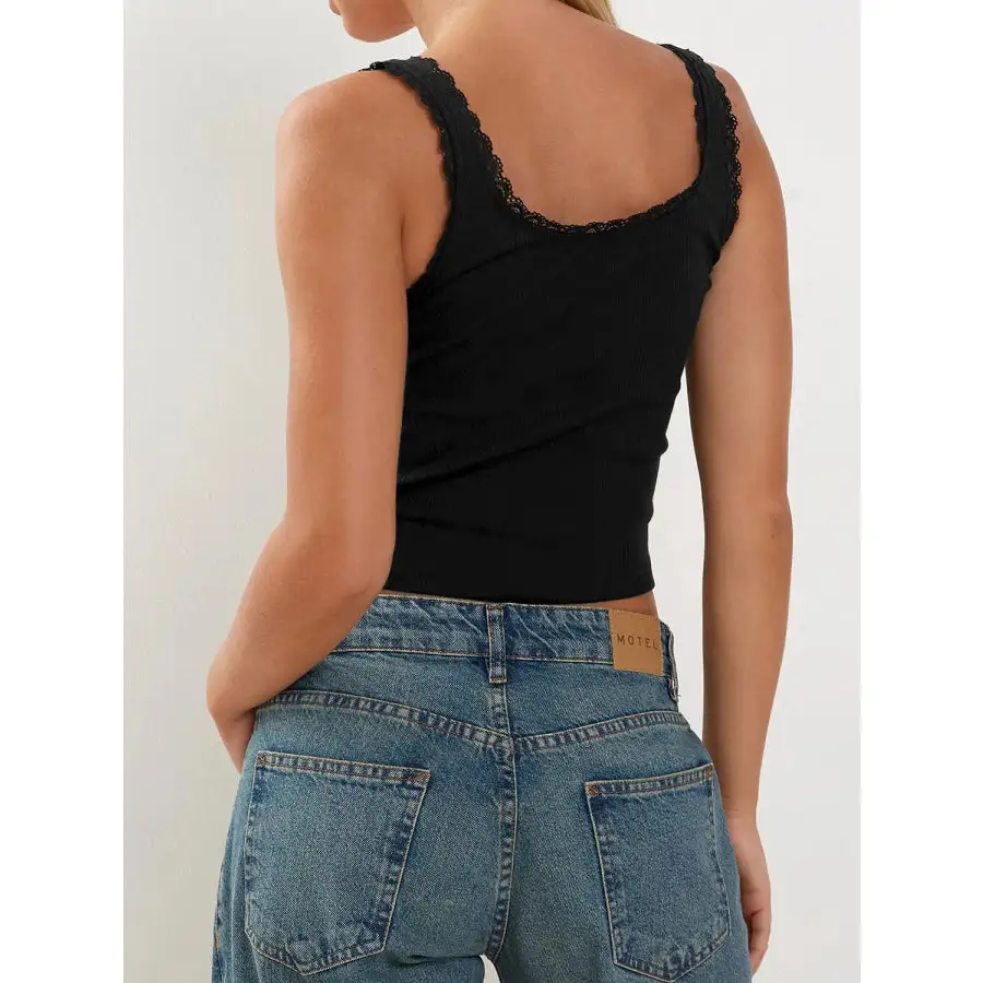 Lace Detail Square Neck Tank