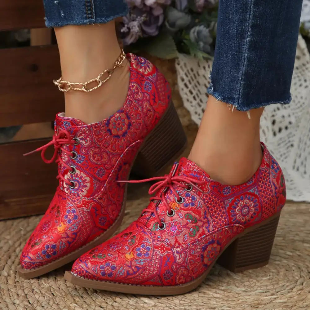 Refined Pointed Toe Block Heel Ankle Boots