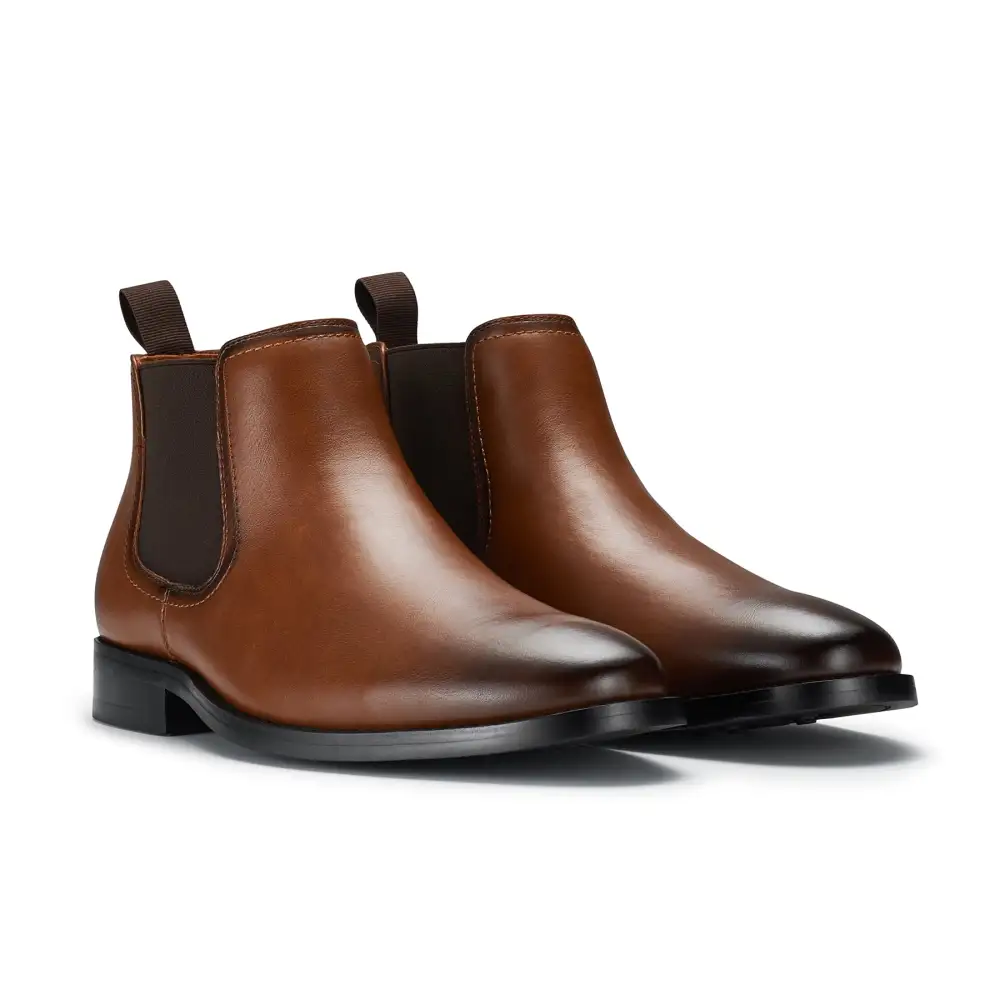 Classic Faux-Leather Slip-On Elastic-Side Chelsea Boots
