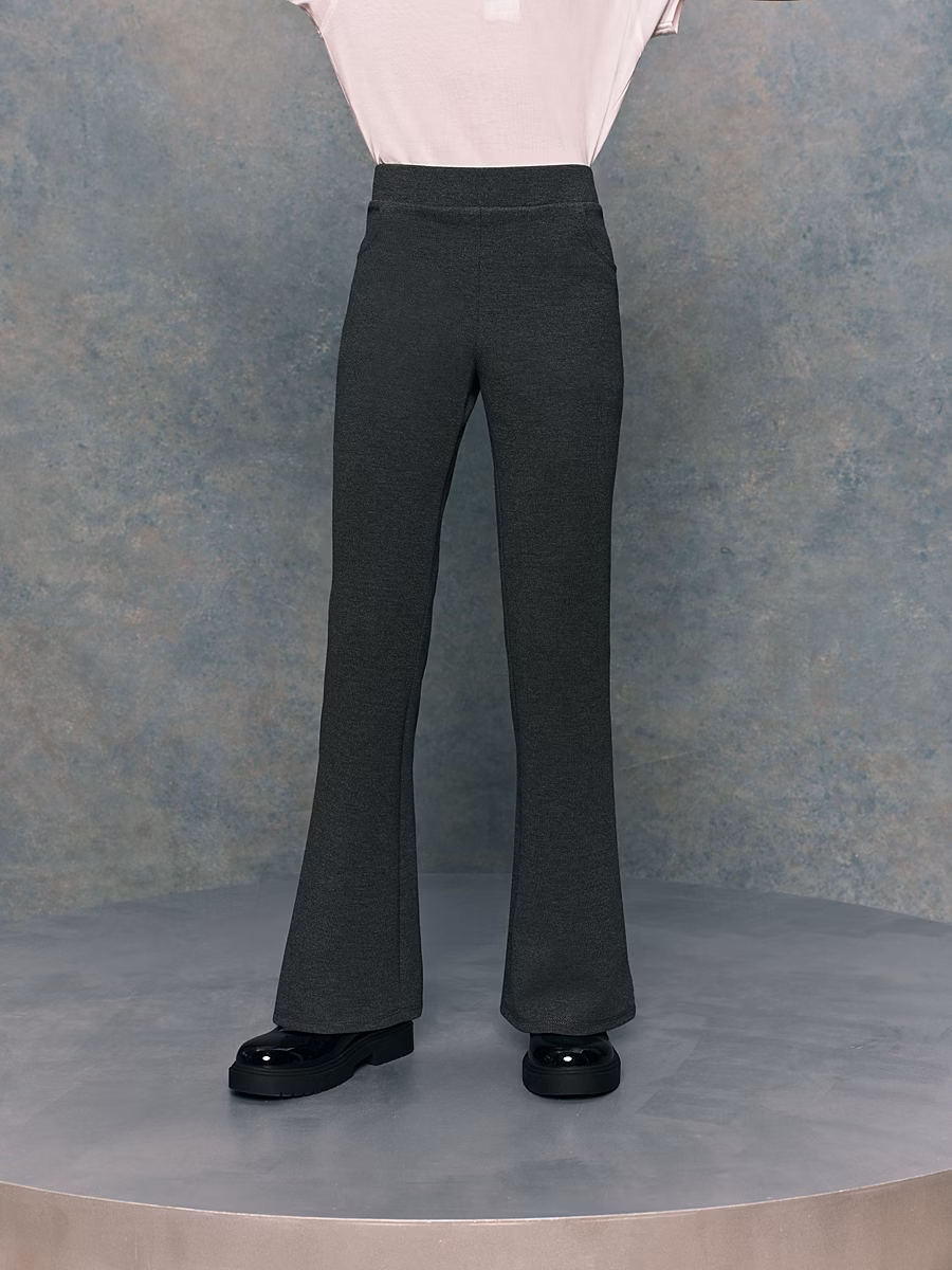 Grey Kick Flare Girls School Trousers 2 Pack detail 1