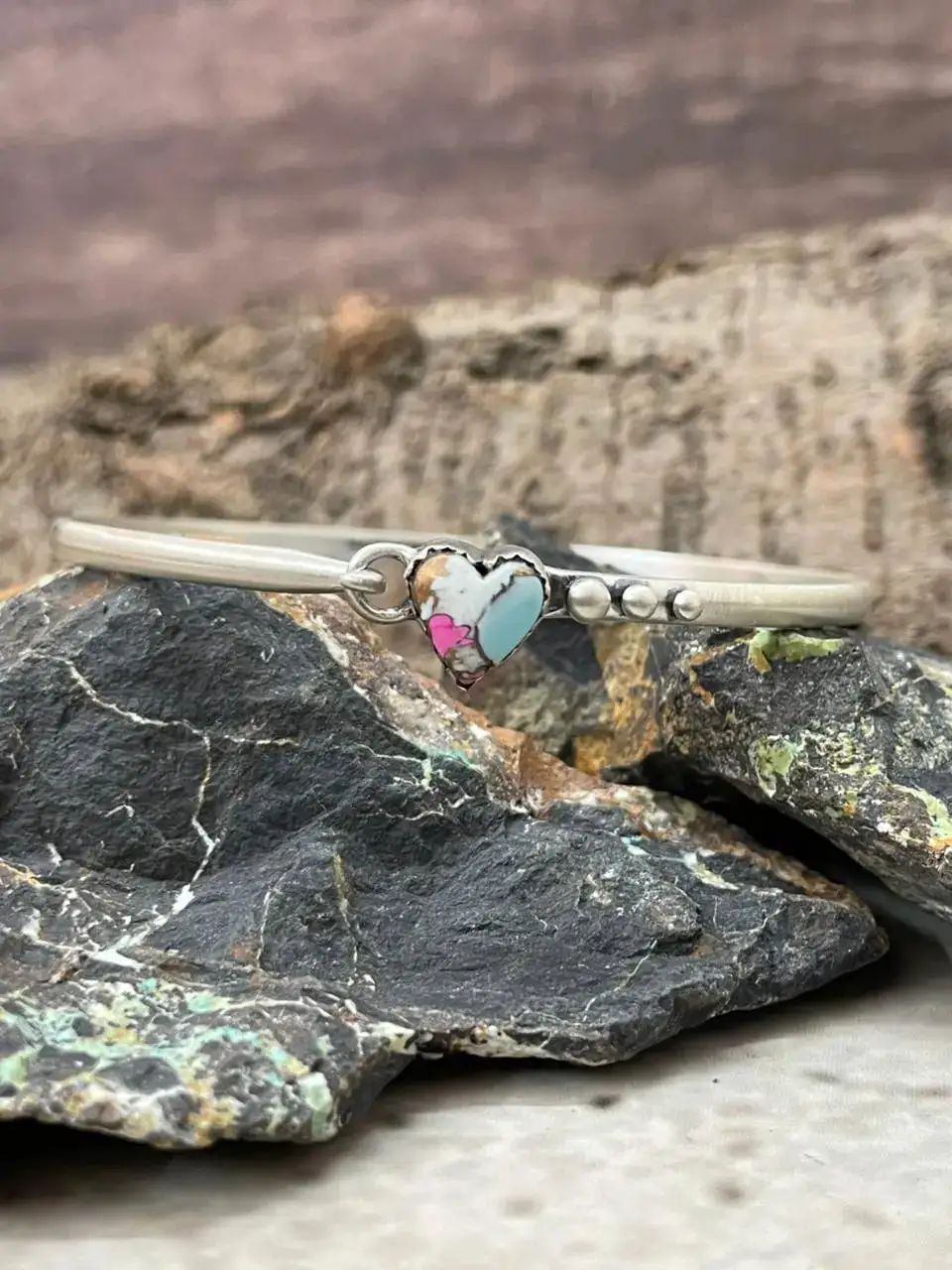 Heart Turquoise Sterling Silver Bracelet