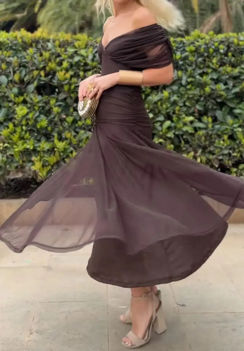 Women's V-Neck Chiffon Cape Bridal Dress