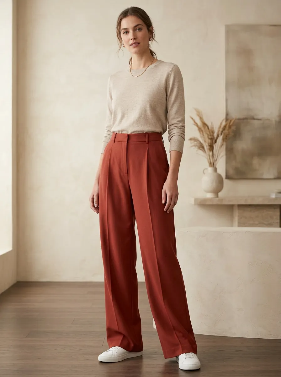 Pleated Casual Casual Wide Leg Pants