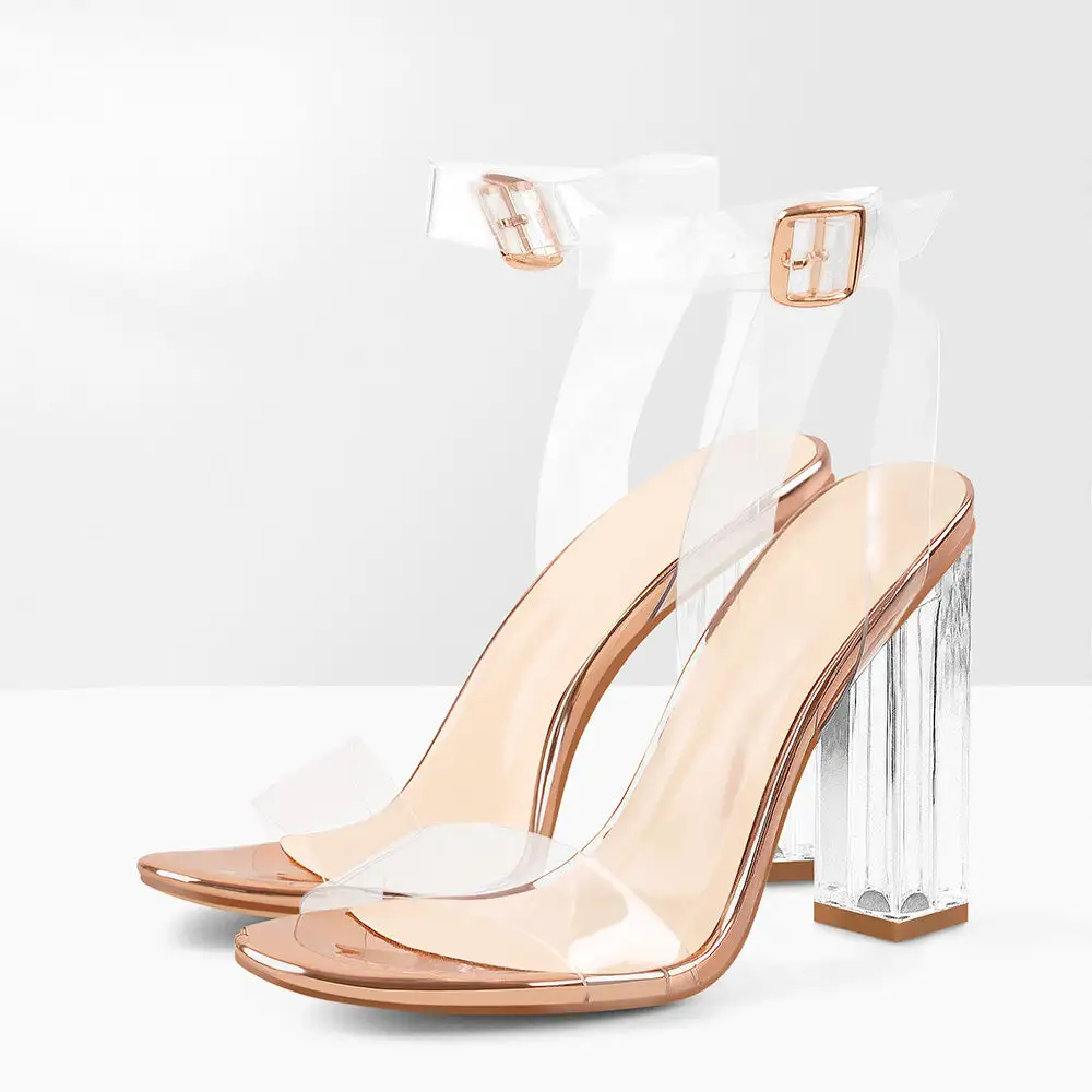 Clear Ankle Strap Perspex High Heel Sandals