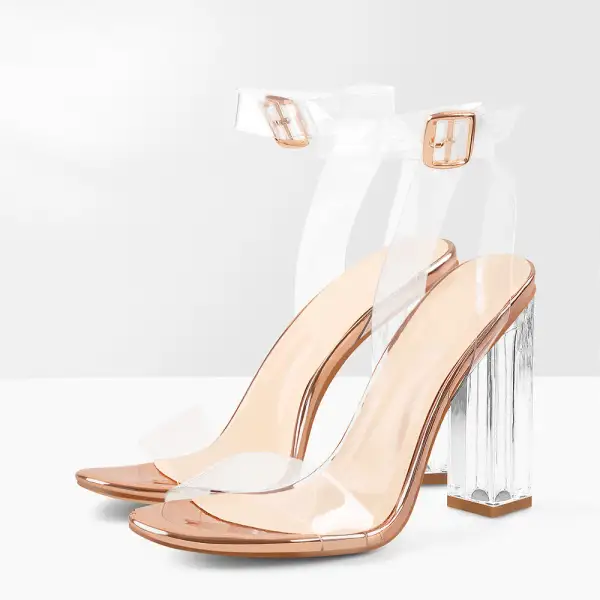 Clear Ankle Strap Perspex High Heel Sandals