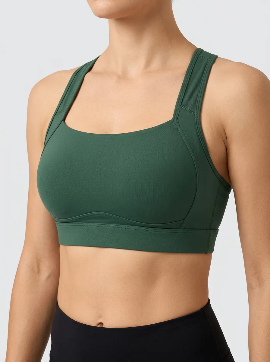 Women's Studio Scoop Neck Wide Strap Panel Detail Sports Bra