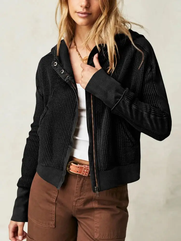 Textured Waffle Knit Jacket