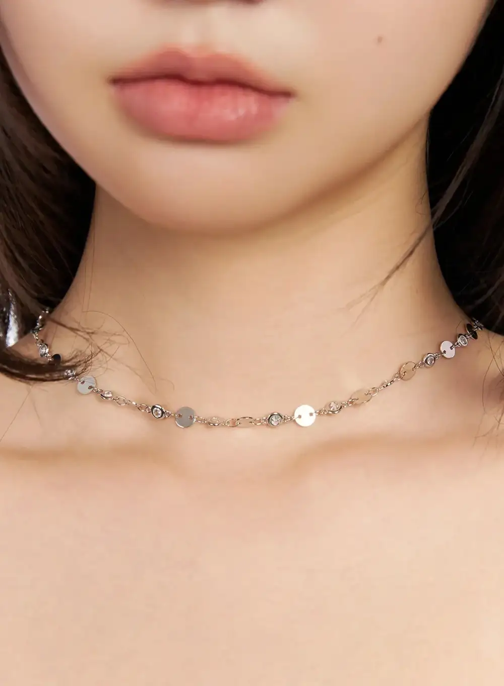 Crystal Disc Linked Necklace