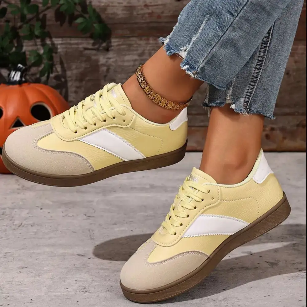Modern Round Toe Lace-Up Sneakers