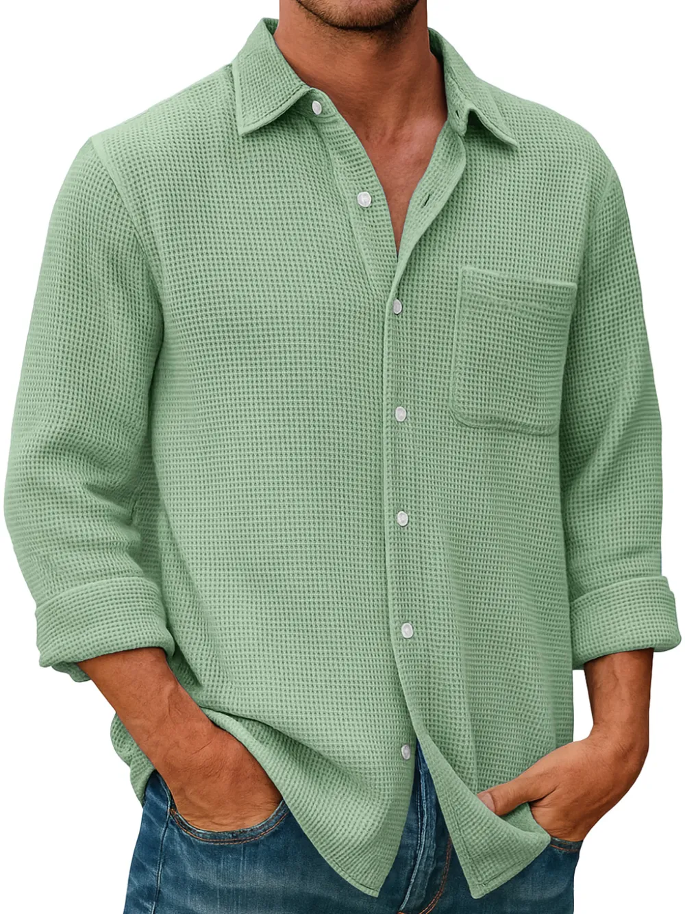 Textured Knit Pocket Shirt