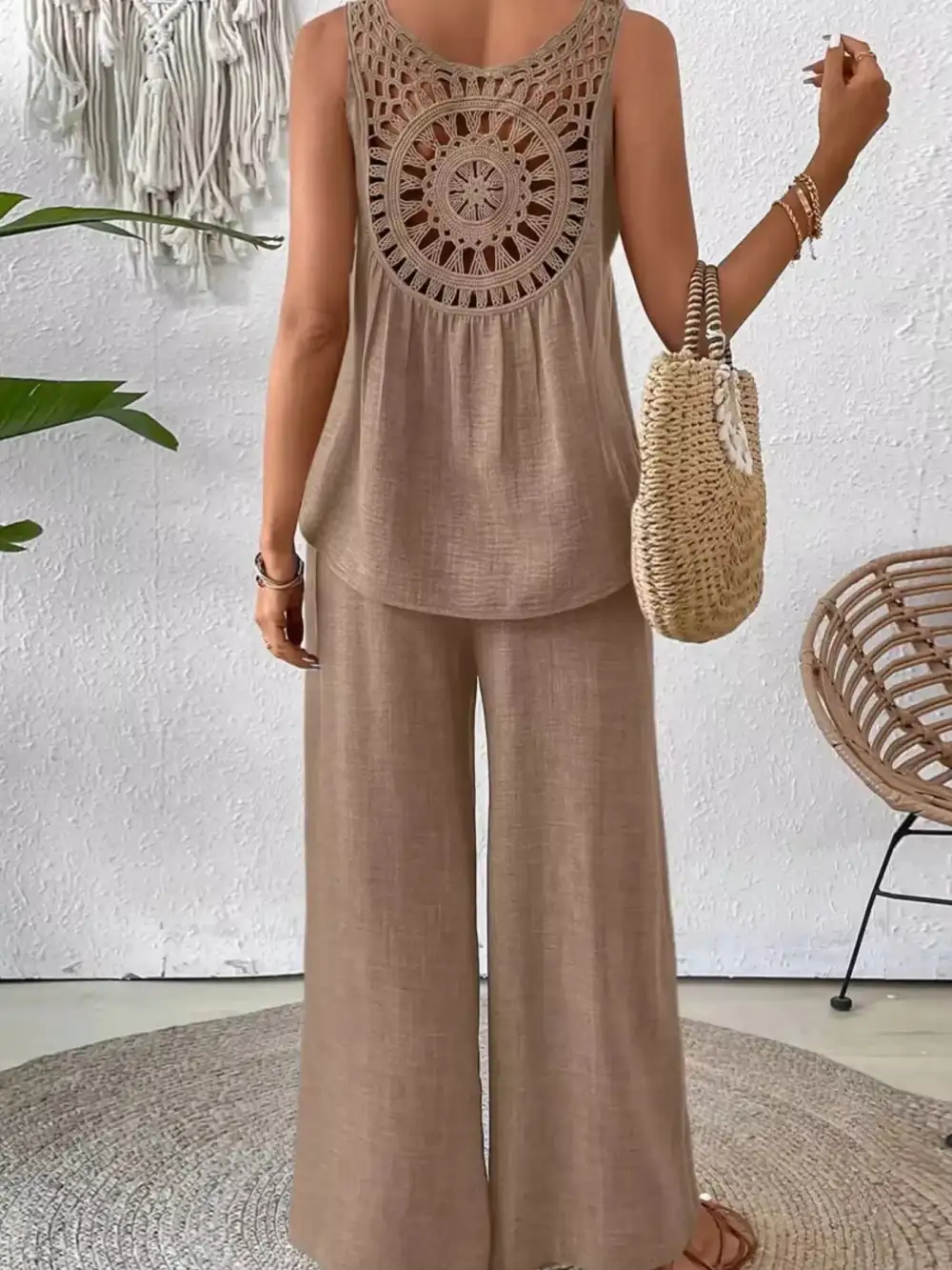 Round Neck Tank and Pants Set