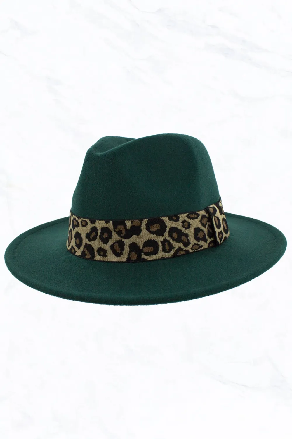 Retro Flat Big Brim Fedora Jazz Hat Wide Leopard Belt