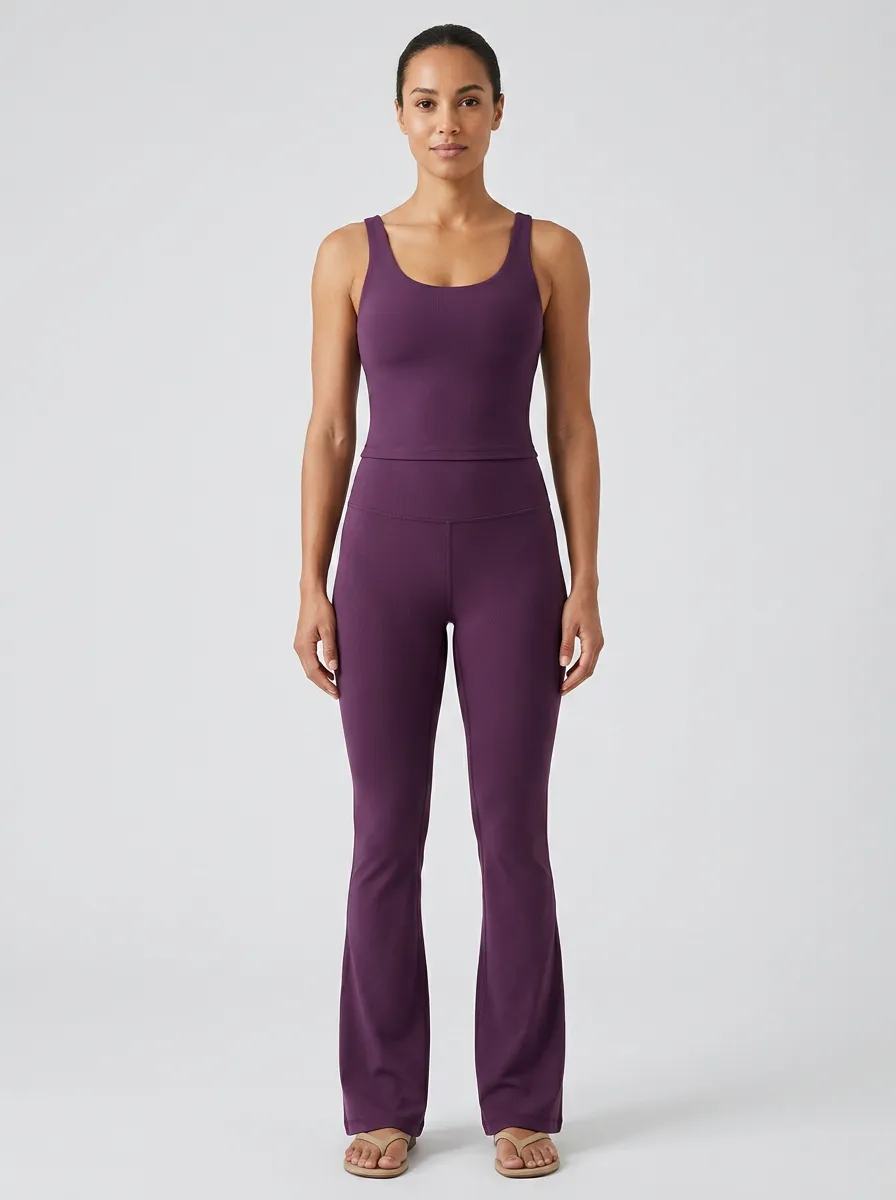 Yoga Fitness Flared-Leg Women's Tank Top Flare Pants Active Set