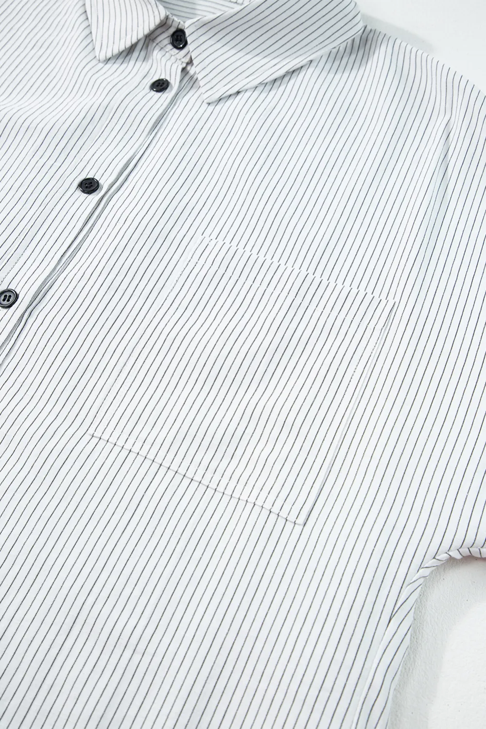 Black Stripe Roll Tab Sleeve Shirt