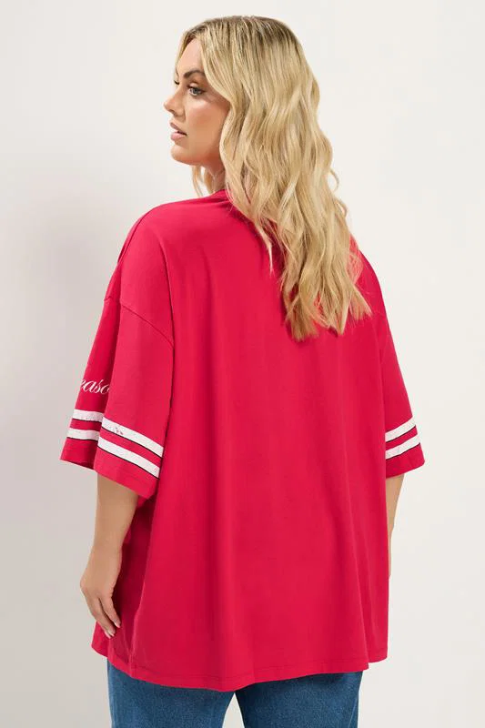 Red 'Milano' Boxy Varsity T-Shirt detail 3