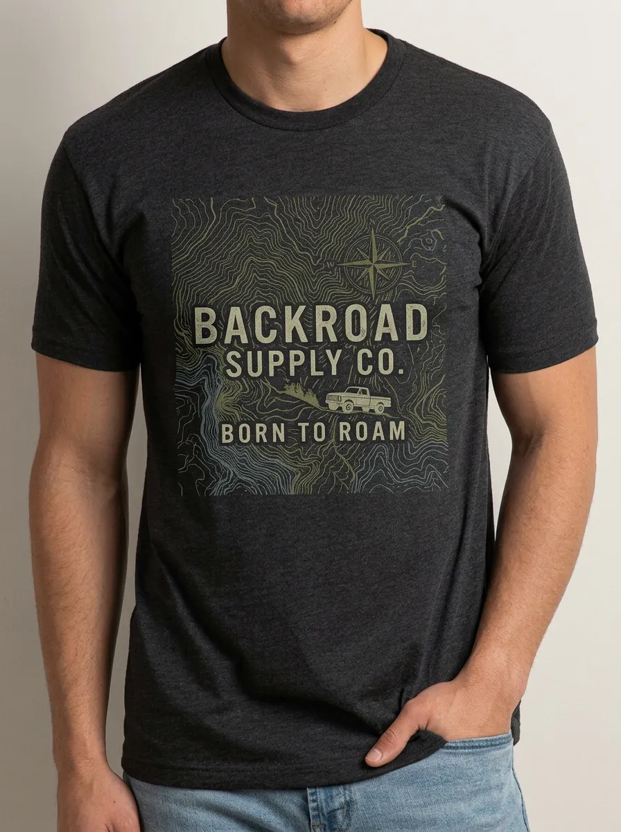 Men's Off-Road Adventure Topographic Map Printed T-shirt
