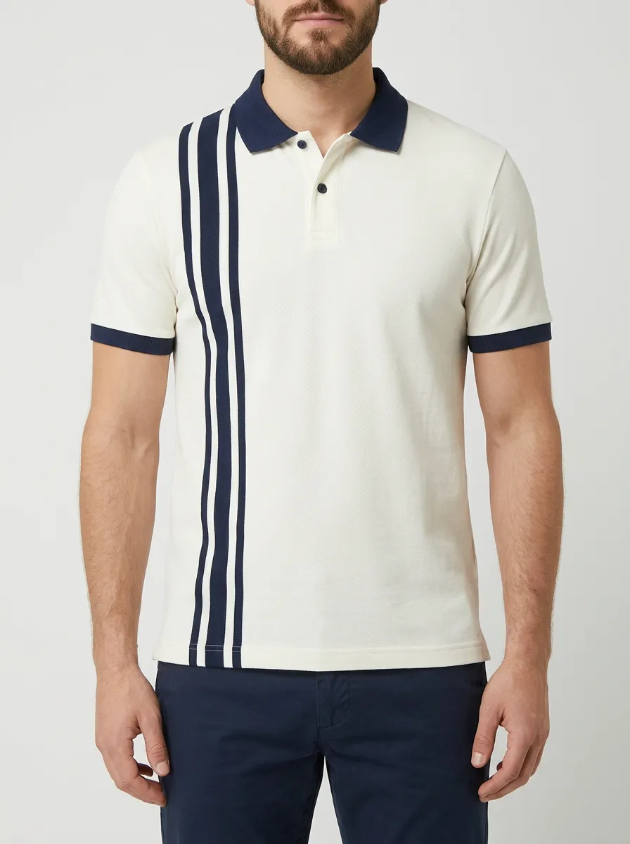 Men's Casual Minimalist Vertical Stripe Polo Shirt