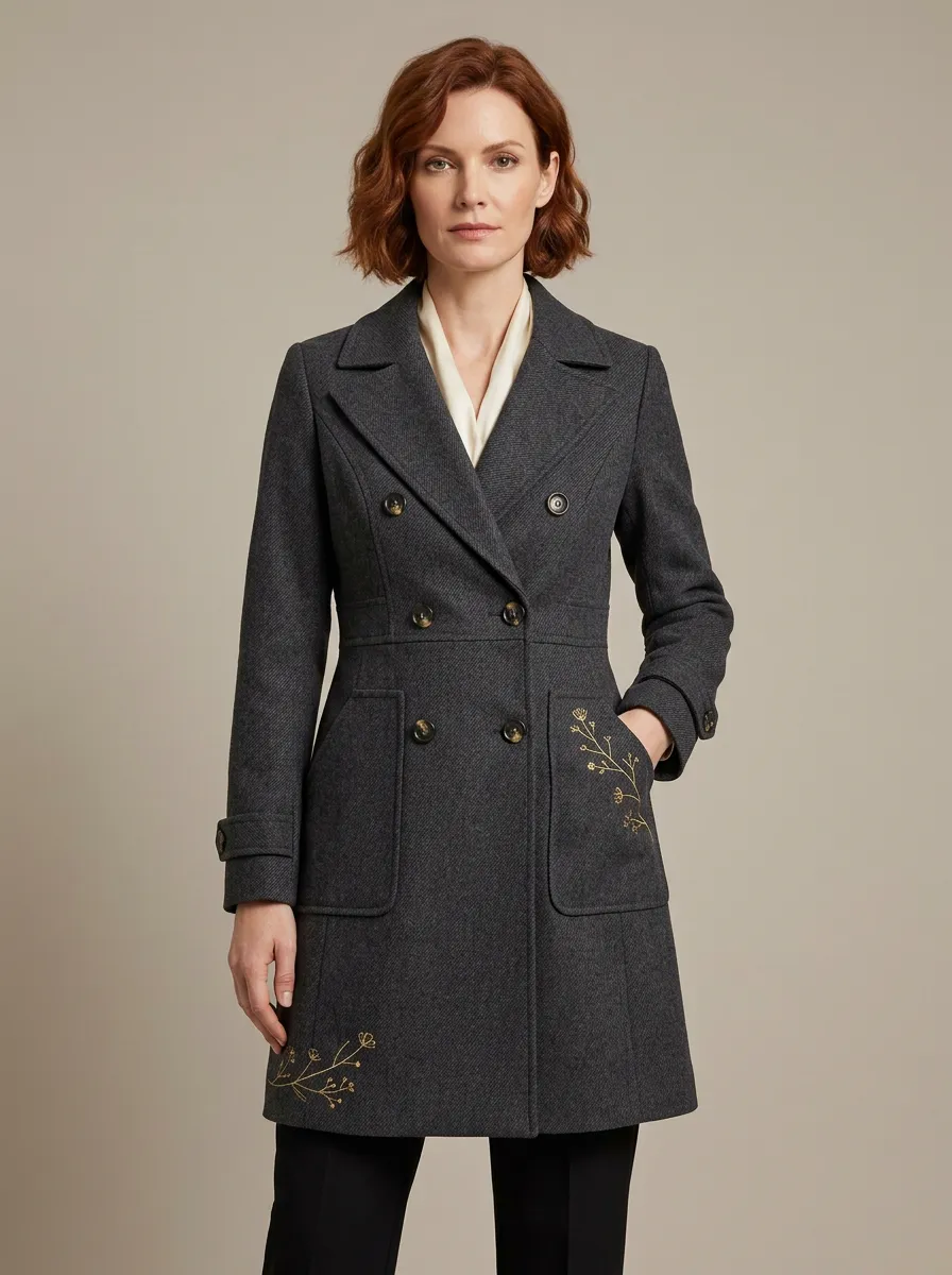 Women's Camden Floral Gold Embroidered Coat