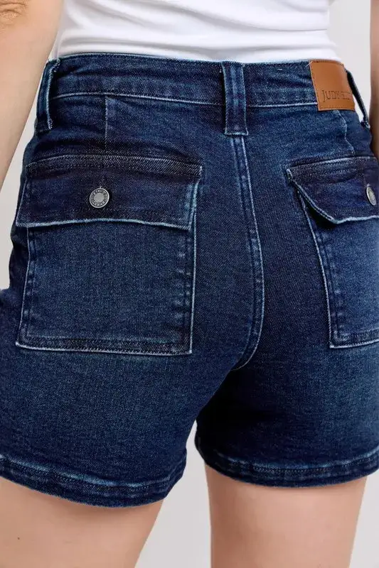 High Waist Back Flap Pocket Shorts Denim Pants