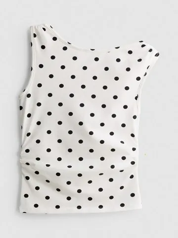 7-15yrs | Cotton Rich Polka Dot Ruched Top