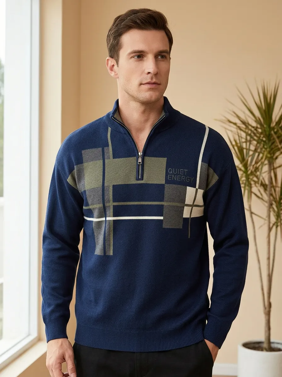 Utility Half-Zip Geometric Men's Half-Zip Sweatshirt