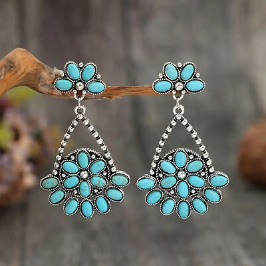 Modern Artificial Turquoise Teardrop Earrings