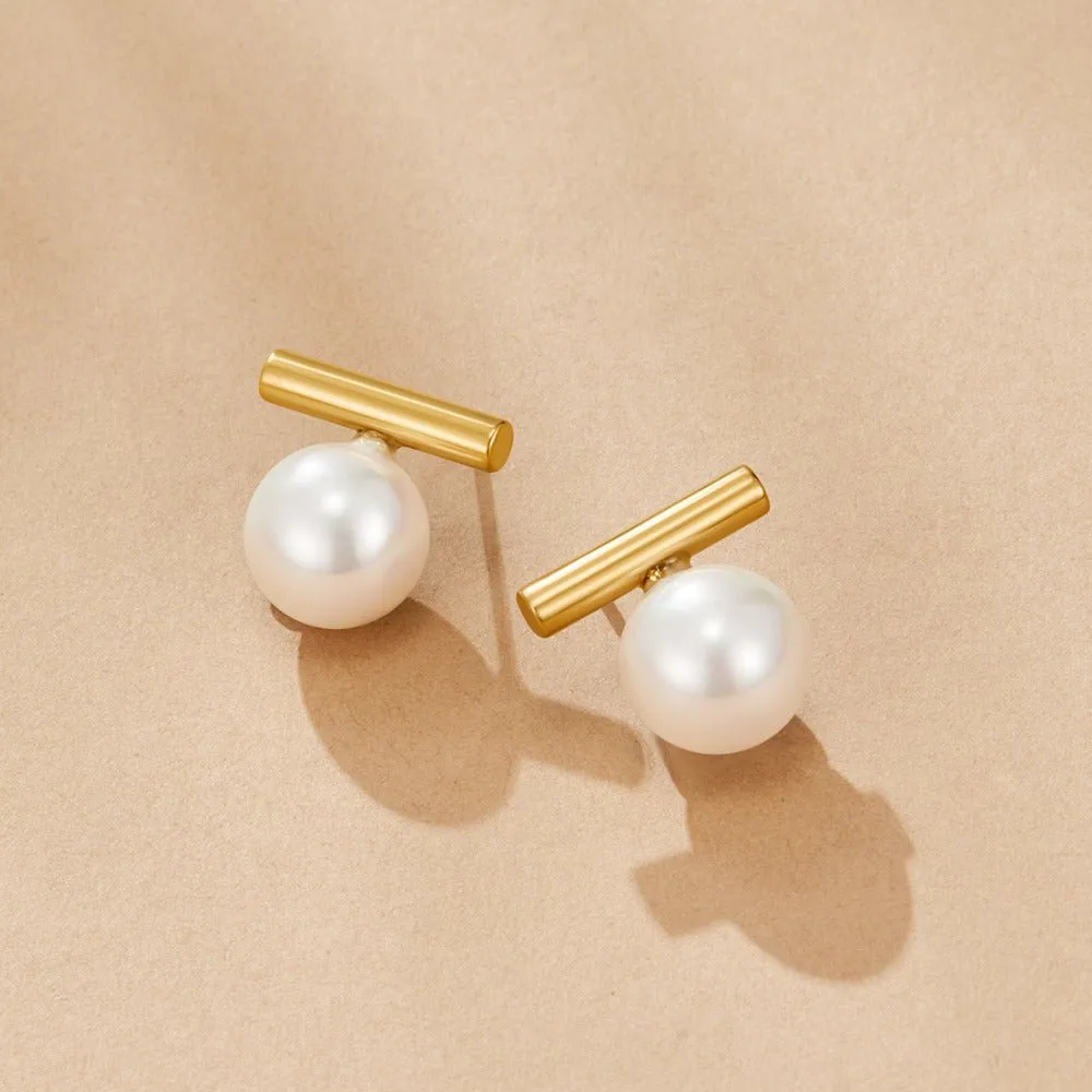 Plated Pearl Stud Earrings