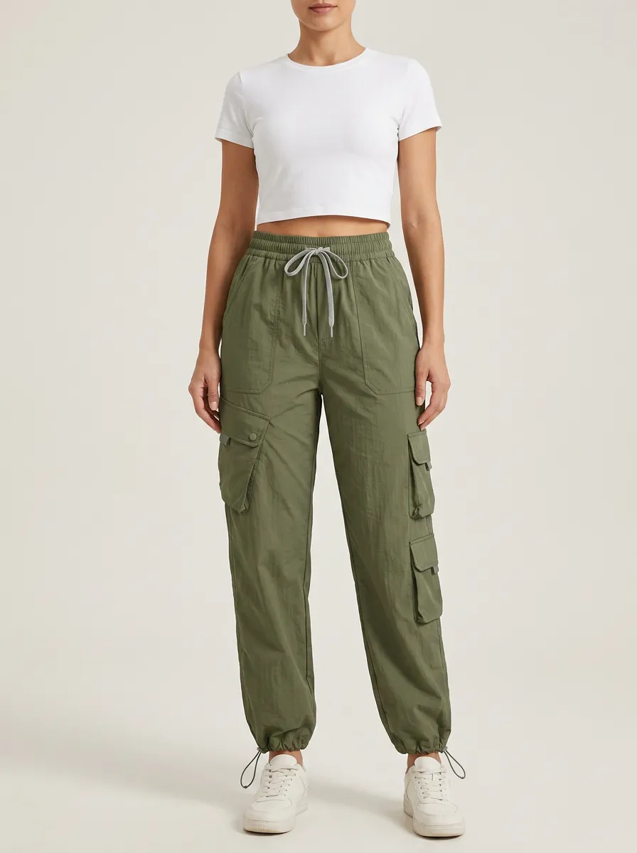 Everyday Drawstring Multi-Pocket Breathable Cargo Pants