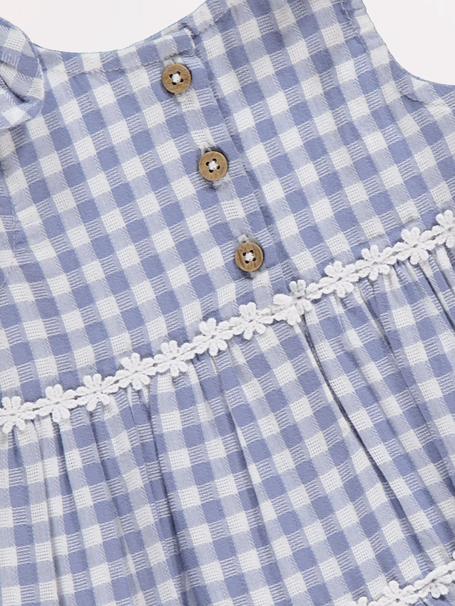 Blue Gingham Sleeveless Dress detail 1