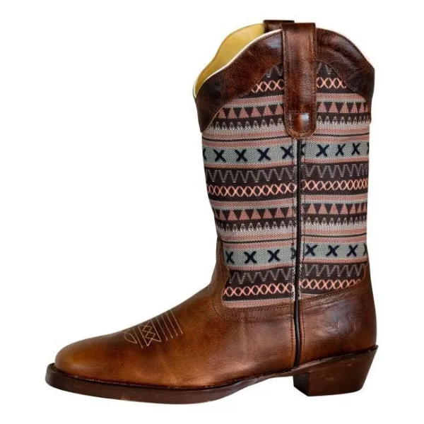 Panelled Round Toe Men's Denim Boots
