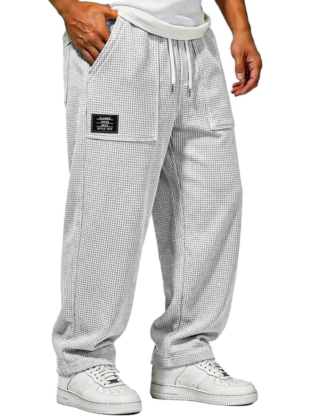 Textured Knit Pocket Relaxed Trousers