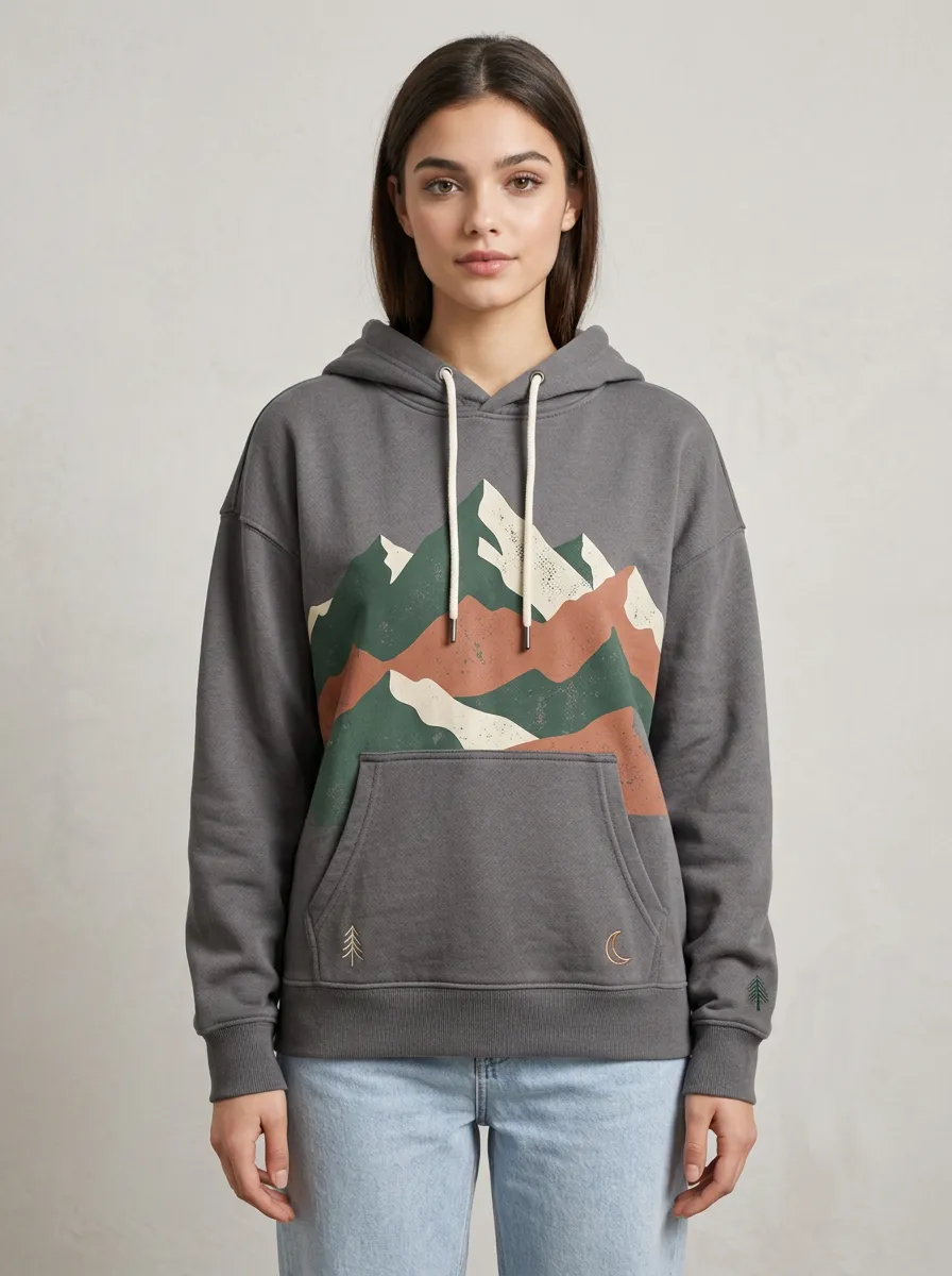 Women's Nature Lover Mountain Landscape Printed Hoodie