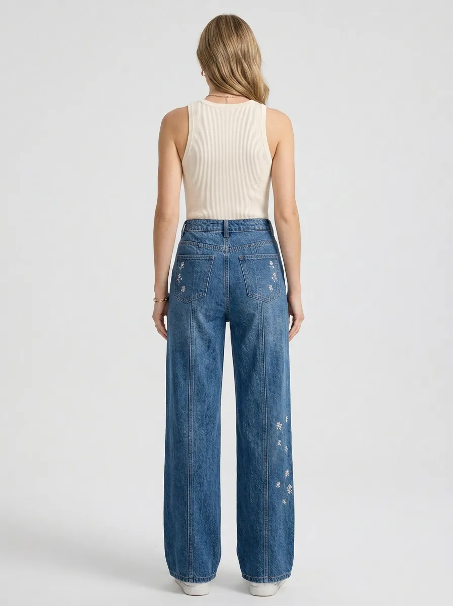 Women's Wide Leg Casual Denim Jeans